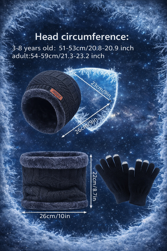 Winter Warm Beanie Scarf Gloves Set  FrostFix